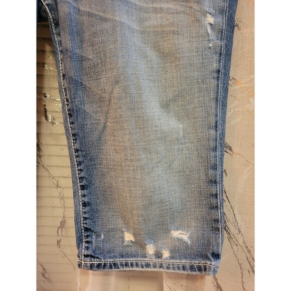Buckle BKE Capris Jeans Women Sabrina Stretch Blue Distressed Y2K Grunge Biker - Picture 5 of 16